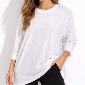 Athleta Tranquility Top Womens XS White Long Sleeve High Low Hem Yoga Gym 1166